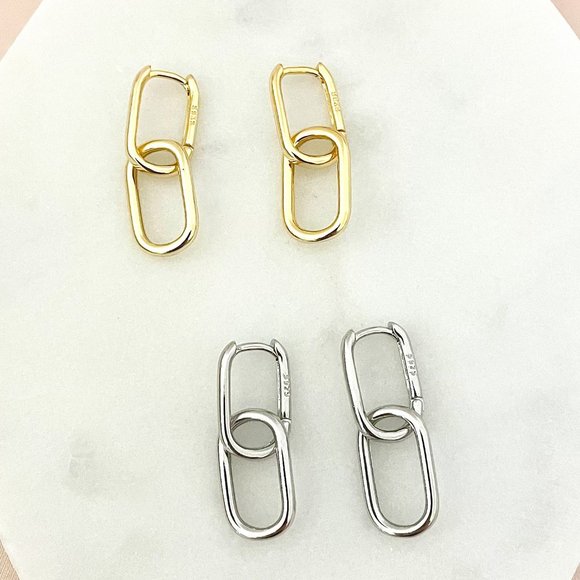 Jewelry - 925 Sterling Silver Link Earrings Dangle Chain Earrings Minimalist Earrings